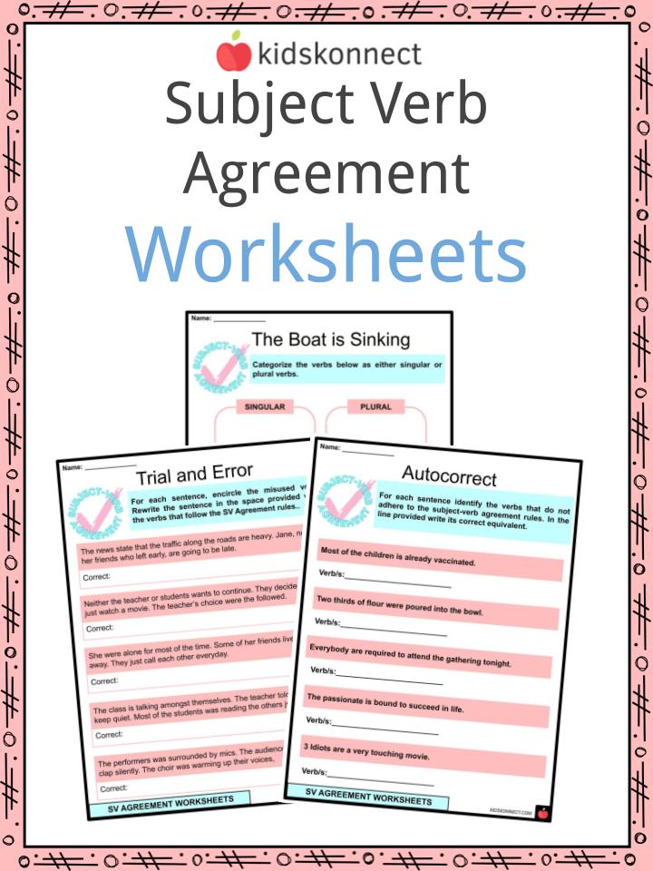 Subject Verb Agreement Worksheet 3 Answers Worksheets For Kindergarten