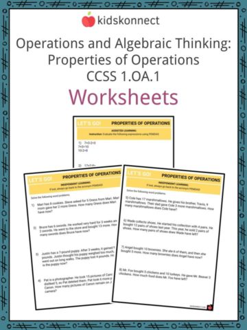 Operations and Algebraic Thinking Properties of Operations CCSS 1.OA.1 Worksheets
