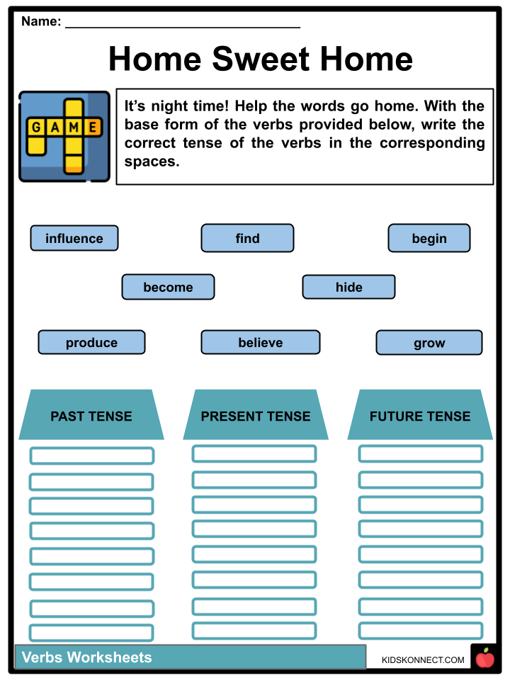 Verbs Facts Worksheets Examples In Text For Kids
