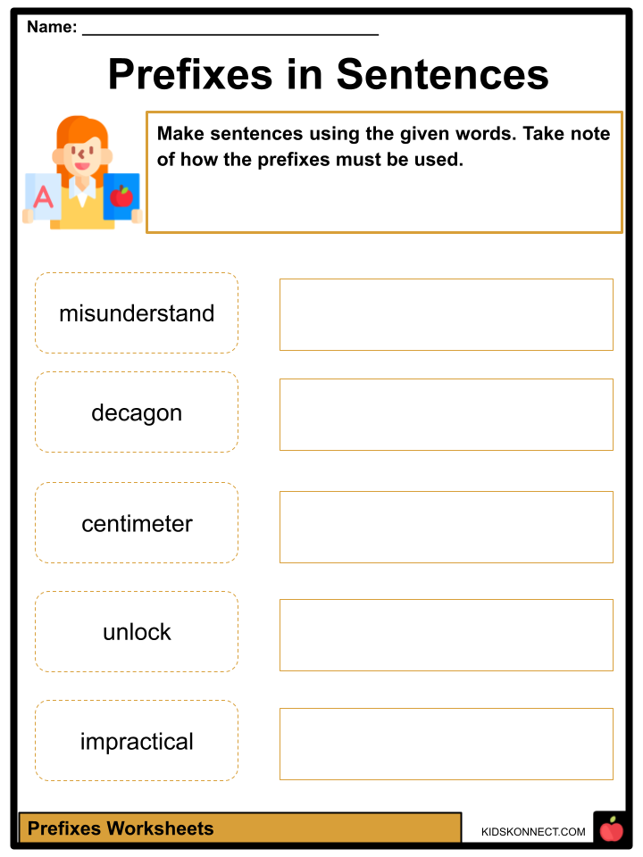 Prefixes in sentences activity