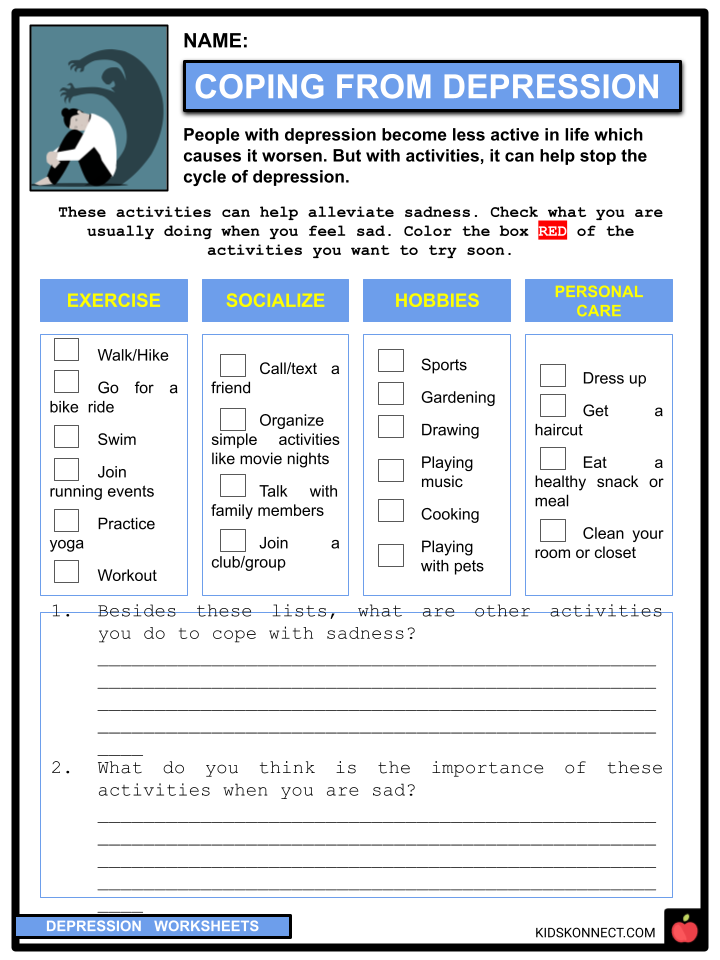 depression causes types treatment facts worksheets for kids