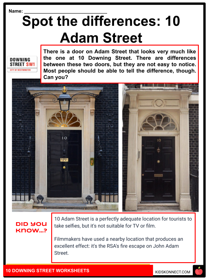 10 Downing Street Worksheets