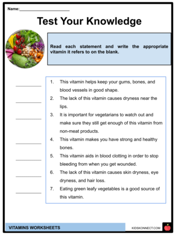 Vitamins Facts & Worksheets For Kids | Types | Sources | Function