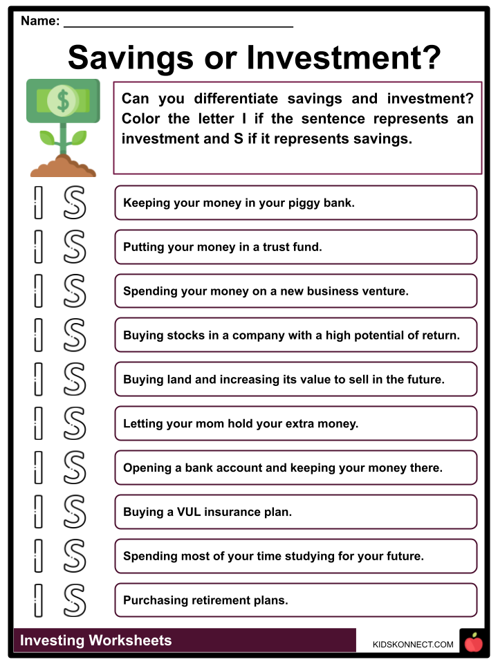 Investing money definition worksheets can you buy bitcoin with blockchain
