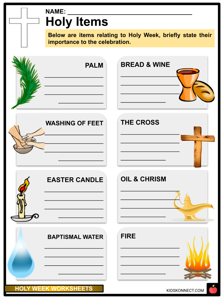 Free Printable Holy Week Worksheets