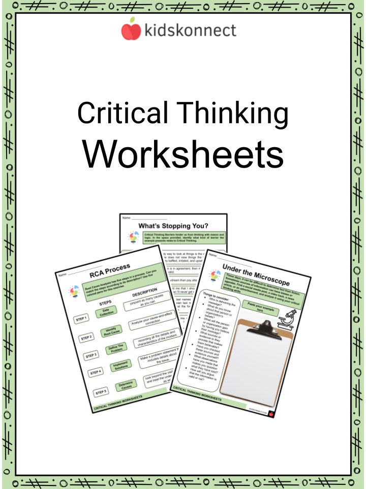 critical thinking worksheets for high school students