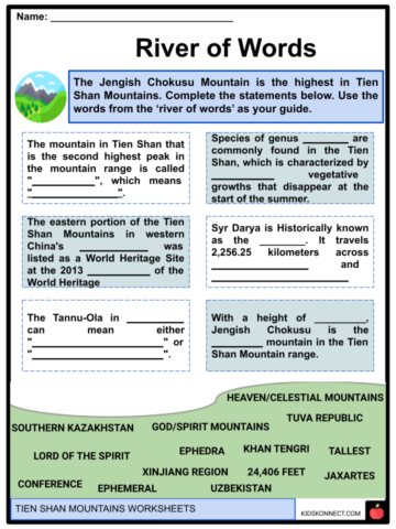 Tien Shan Mountains Worksheets Facts Geography Features