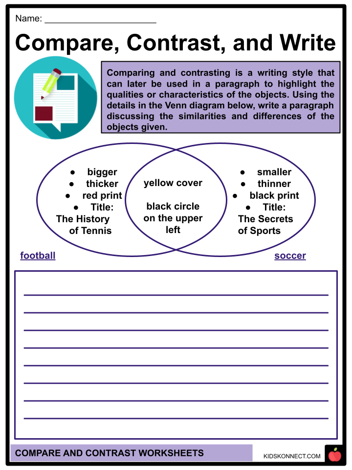 compare and contrast worksheet grade 4