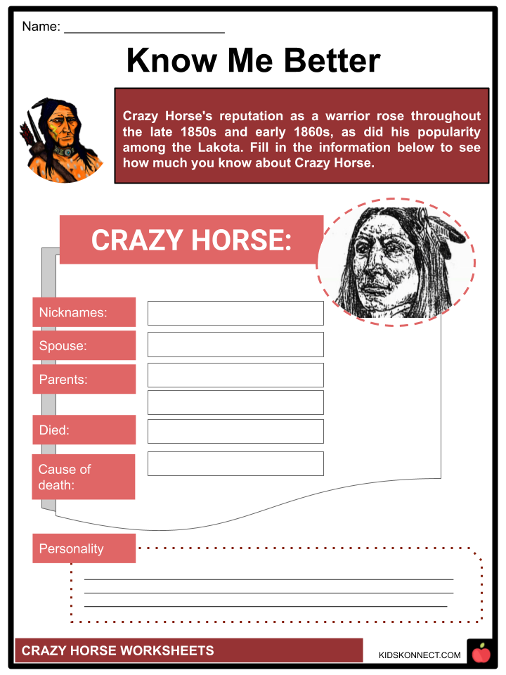 Crazy Horse Worksheets