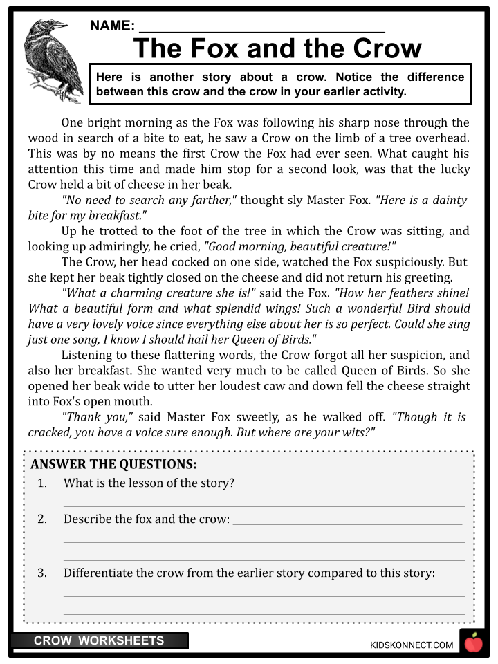 Crow worksheets: text analysis