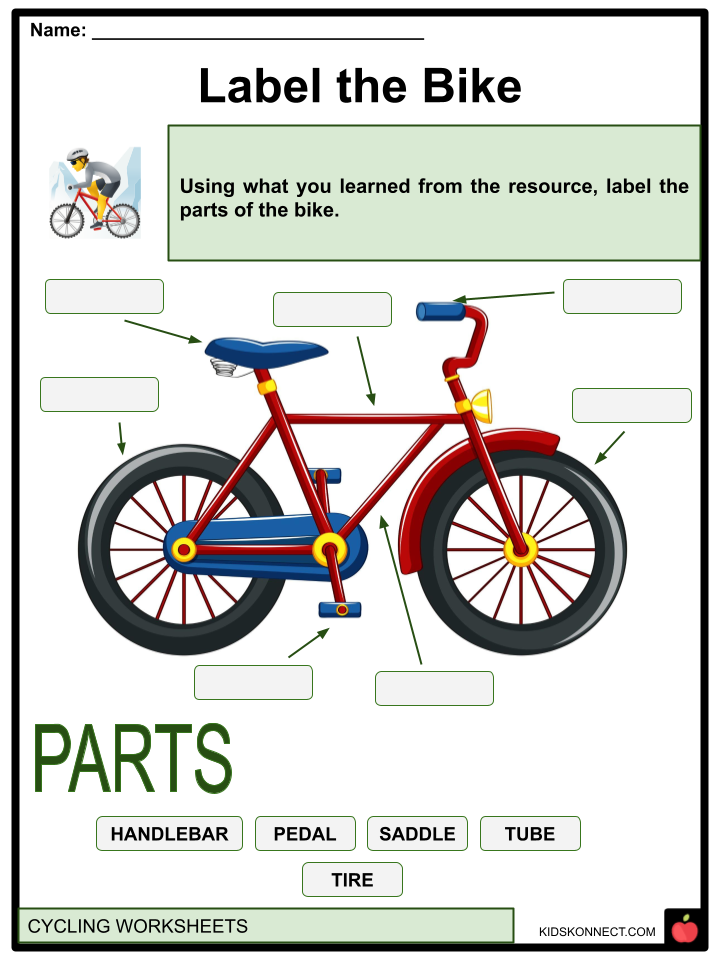 Cycling worksheets: Label the Bike