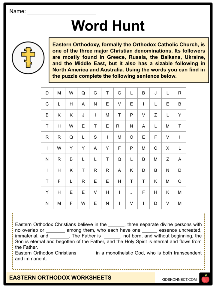 Eastern Orthodox worksheets