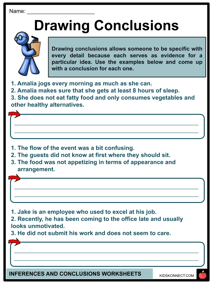 Inferences and Conclusions Worksheets Definition Examples