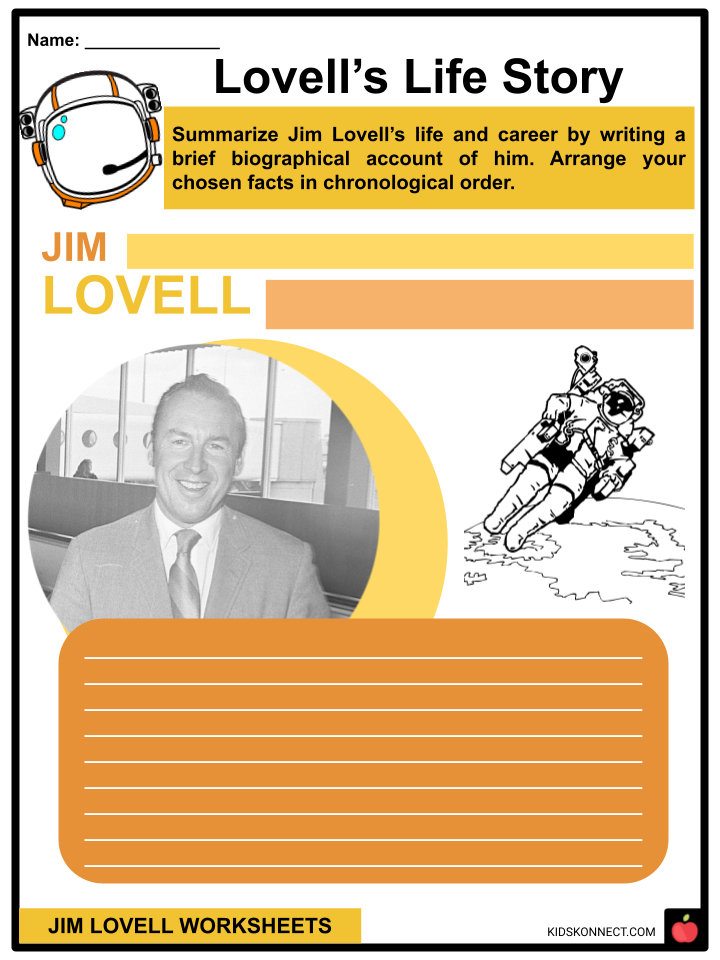 Jim Lovell worksheets: life story