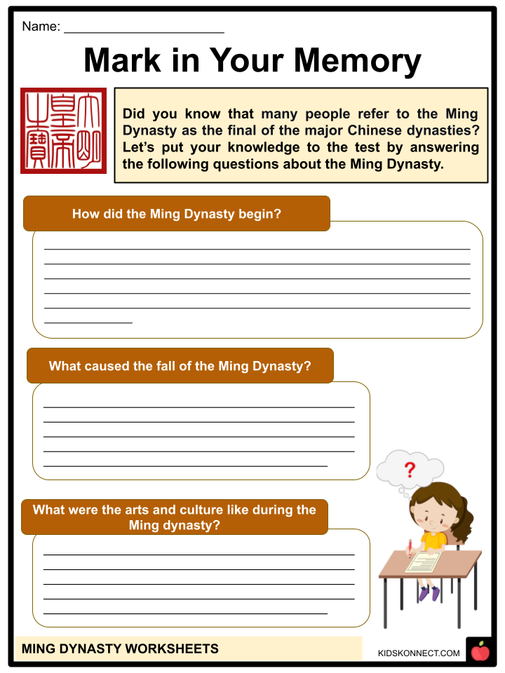 Ming Dynasty Worksheets