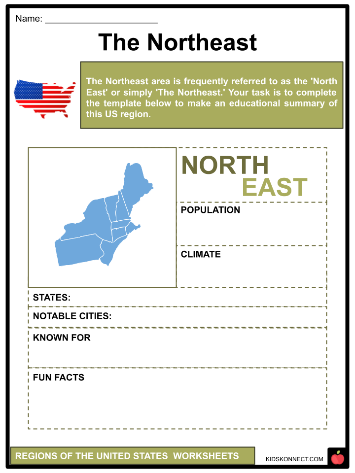 Regions of the United States Worksheets