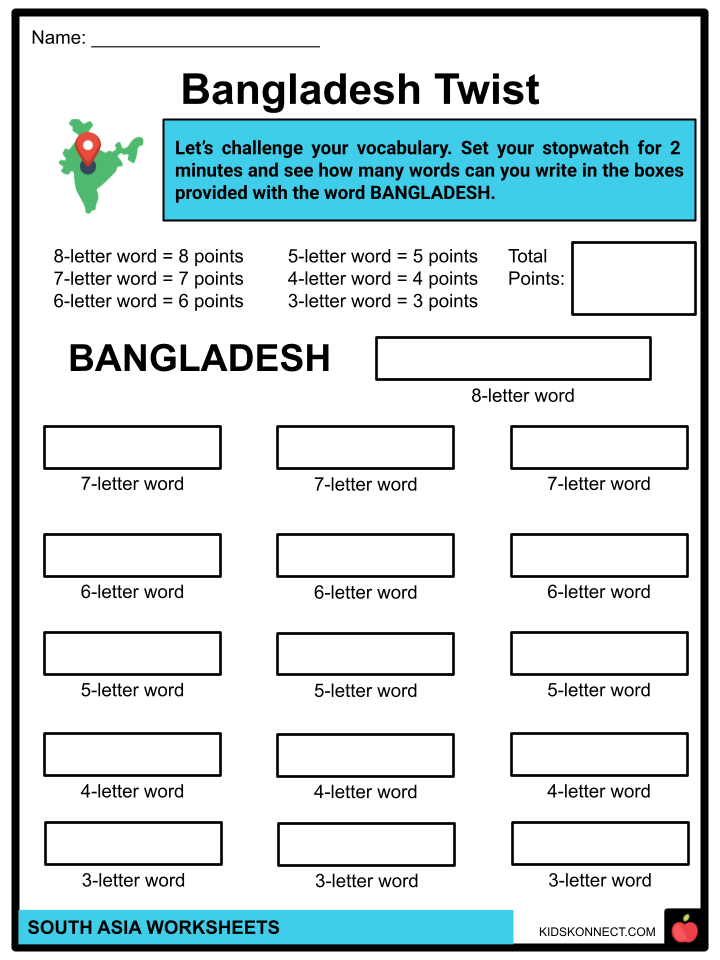 South Asia Worksheets