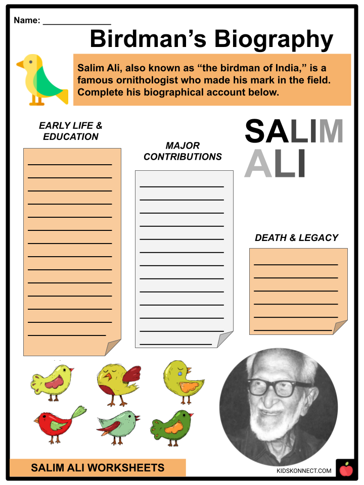 Salim Ali Worksheets