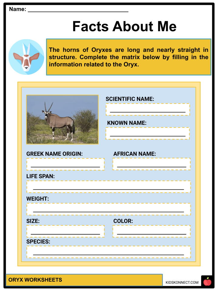 Oryx Worksheets