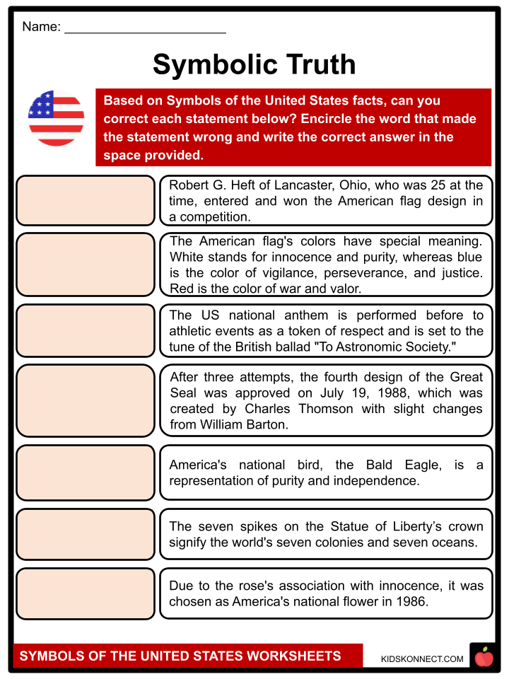 Symbols of the United States Worksheets