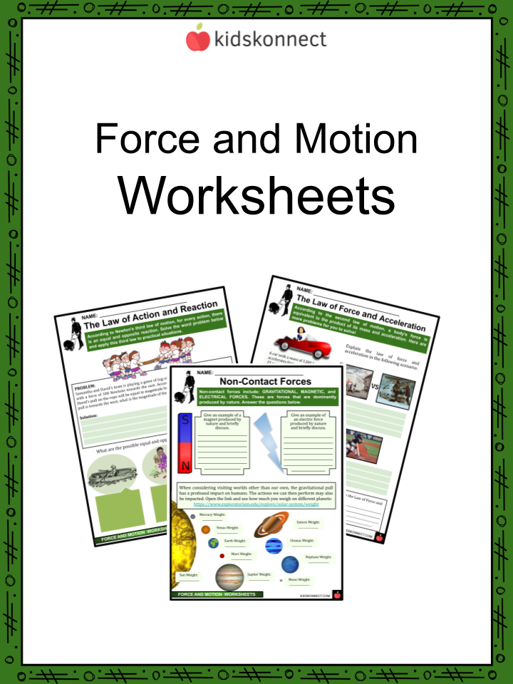 Force And Motion Worksheets Types Of Forces Newton s Law Of Motion