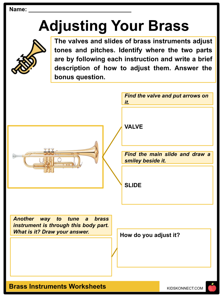 Brass Instruments Worksheets  Types, Famous Musicians, History